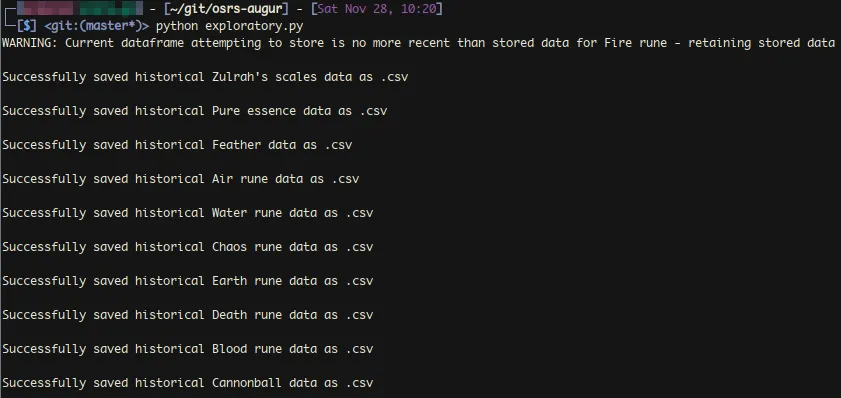 Saving Item Datasets